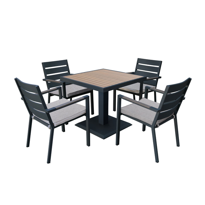 Vancouver 4 Seat Aluminium Square Dining Set - Dove Grey