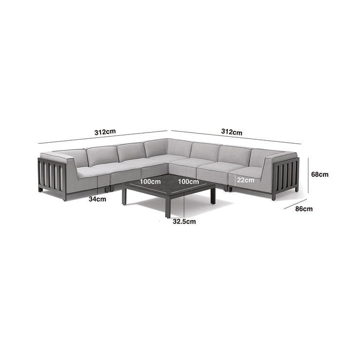 Outdoor Fabric Ibiza Large Corner Sofa Set With Square Coffee Table