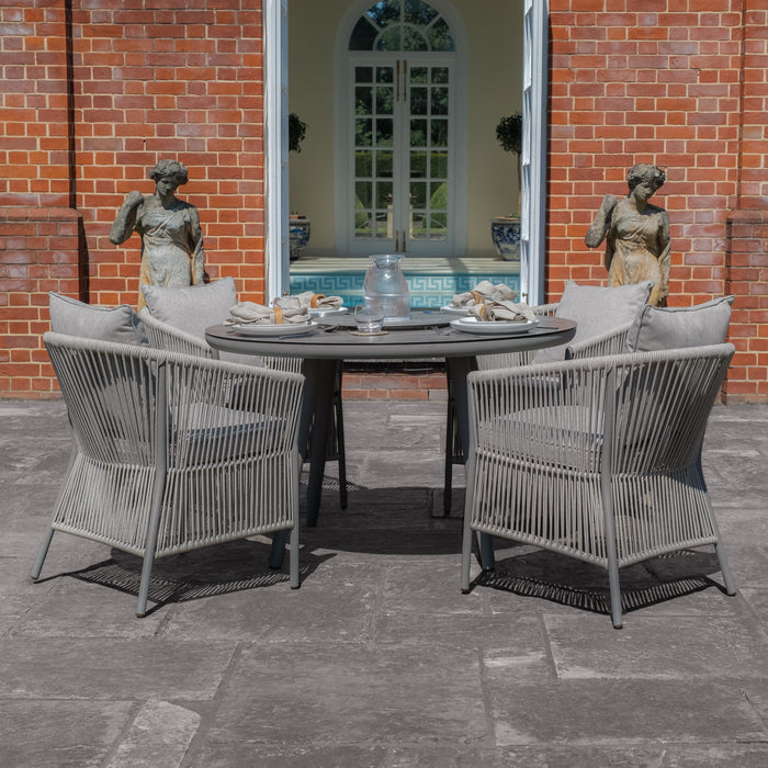 Maldives Rope Weave 4 Seat Round Dining Set with Lazy Susan