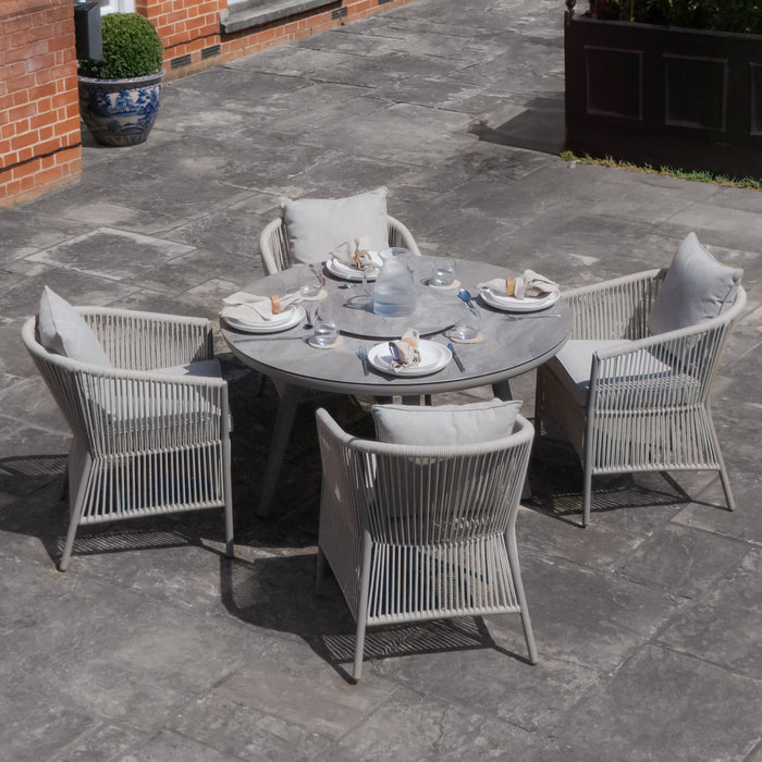 Maldives Rope Weave 4 Seat Round Dining Set with Lazy Susan