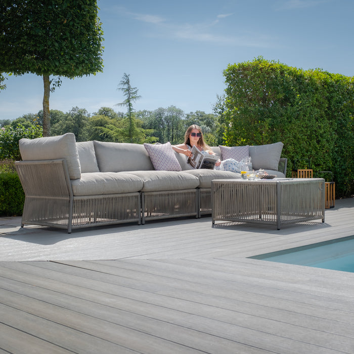 Maldives Rope Weave Small Corner Sofa Set with Square Coffee Table