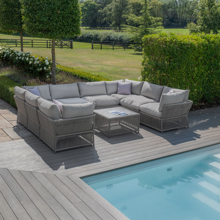 Maldives Rope Weave U Shaped Corner Sofa Set with Square Coffee Table