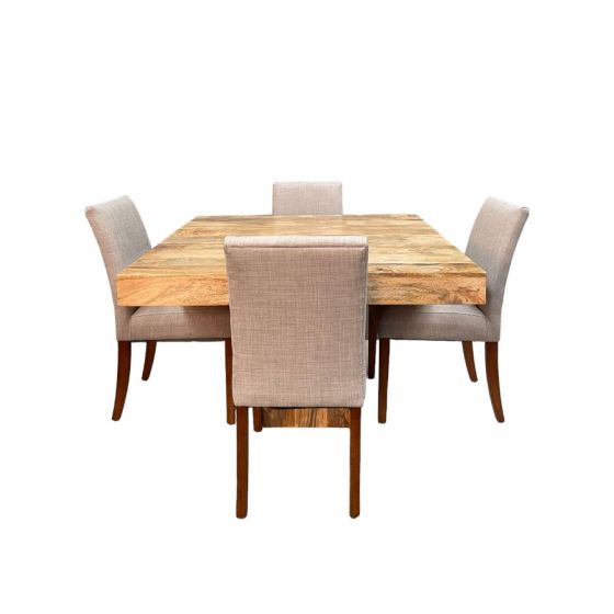 Acre & Artisan Light Solid Wood 120Cm Cube Dining Table 4 Milan Dining Chairs