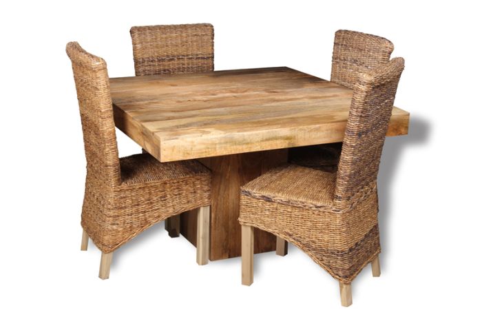 Acre & Artisan Light Mango Wood 120Cm Dining Table 4 Havana Chairs H32L 4Bl