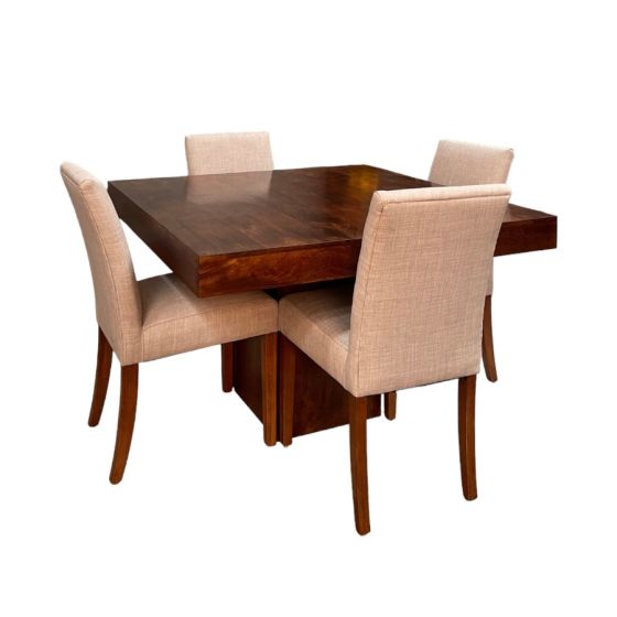 Acre & Artisan Solid Wood 120Cm Cube Dining Table 4 Milan Dining Chairs
