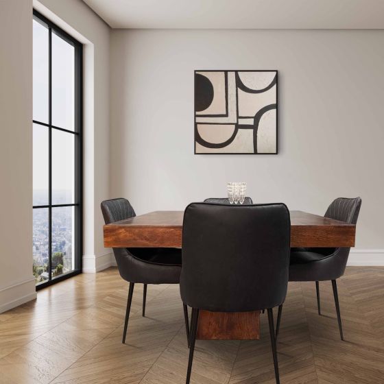 Acre & Artisan Solid Wood 120Cm Cube Dining Table 4 Henley Faux Leather Dining Chairs