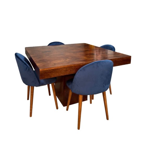 Acre & Artisan Solid Wood 120Cm Cube Dining Table 4 Zena Dining Chairs