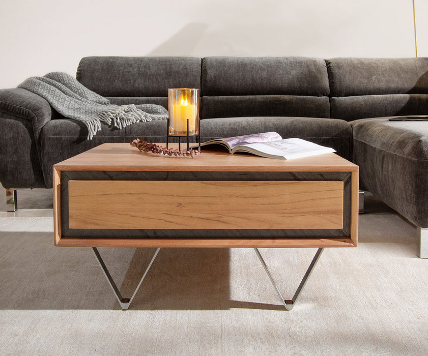 Coffee Table Stonegrace Classic 80cm Acacia Wood Natural And Slate