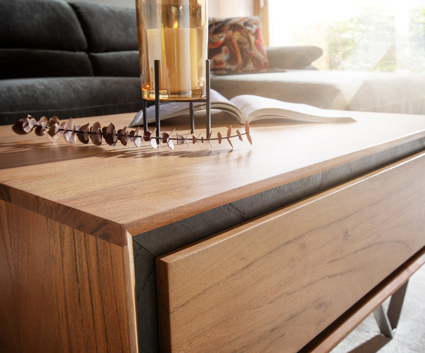 Coffee Table Stonegrace Classic 80cm Acacia Wood Natural And Slate