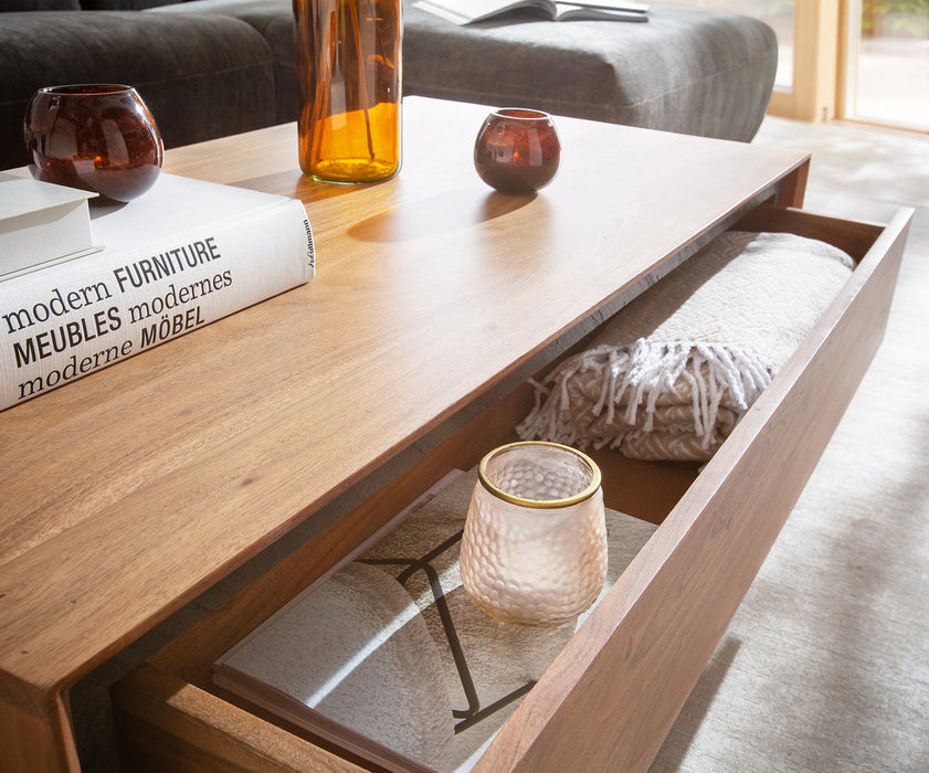 Coffee Table Stonegrace Classic 115cm Acacia Wood Natural And Slate