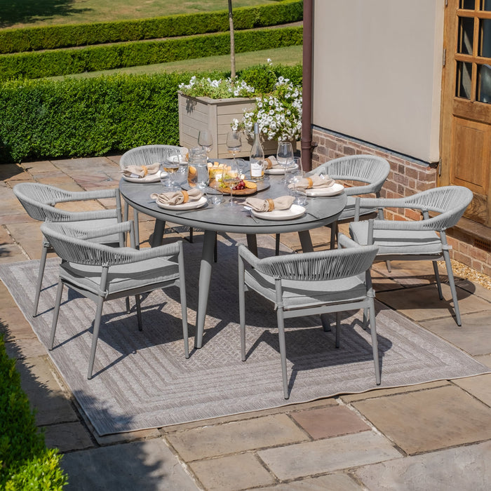 Florence Rope Weave 6 Seat Oval Dining Set with Lazy Susan