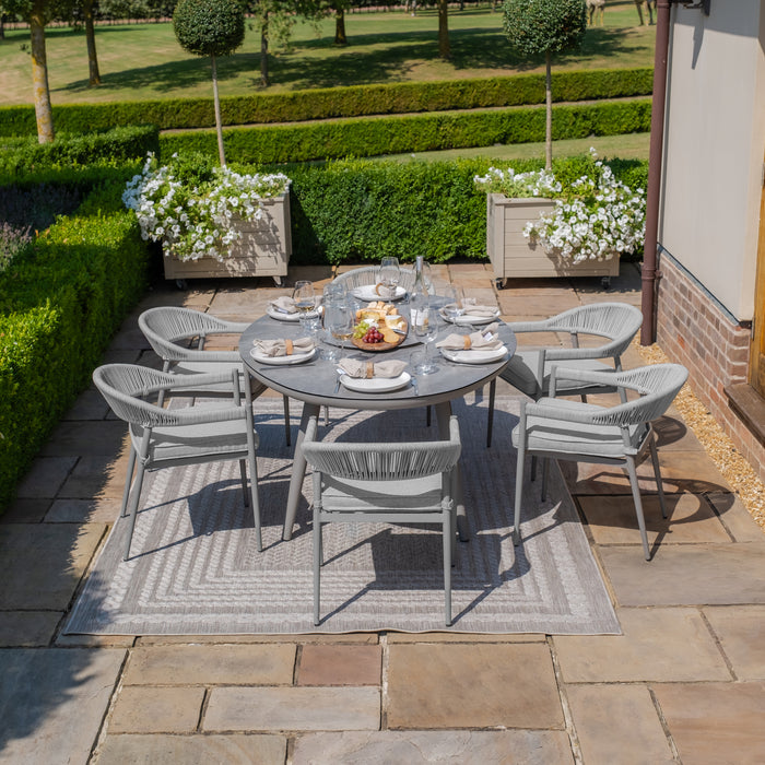 Florence Rope Weave 6 Seat Oval Dining Set with Lazy Susan