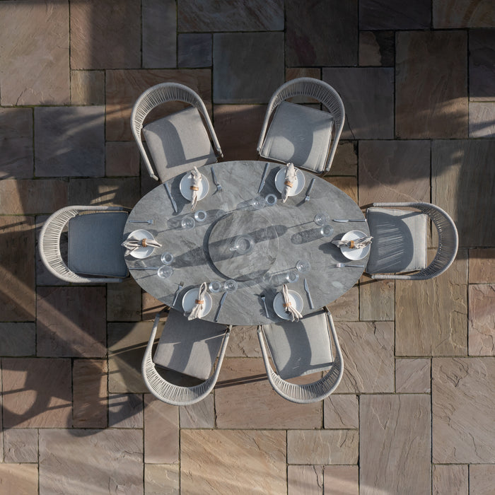 Florence Rope Weave 6 Seat Oval Dining Set with Lazy Susan
