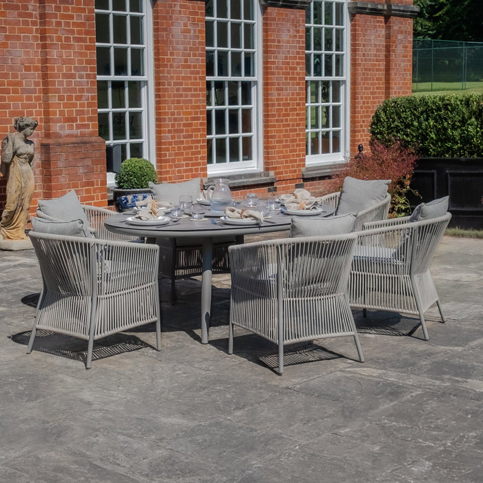 Maldives Rope Weave 6 Seat Oval Dining Set with Lazy Susan