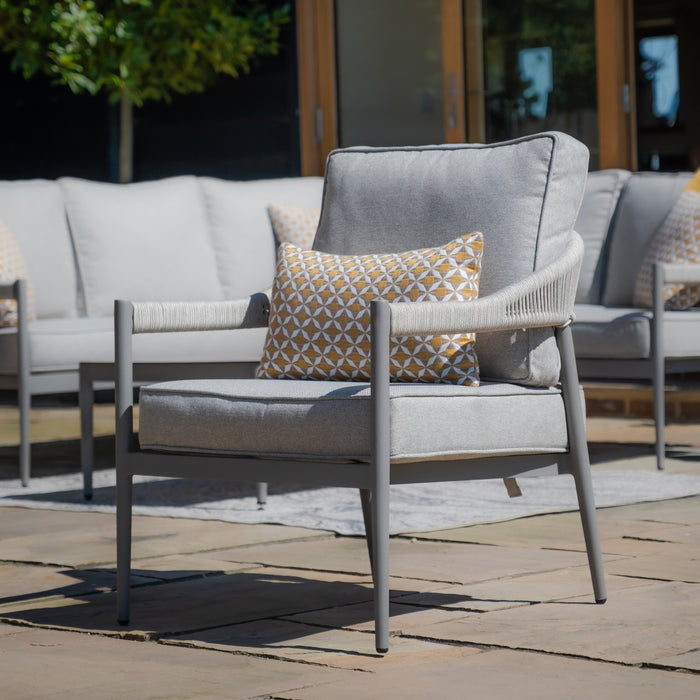 Florence Rope Weave Large Corner Sofa Set with Rectangular Coffee Table & 2 Armchairs