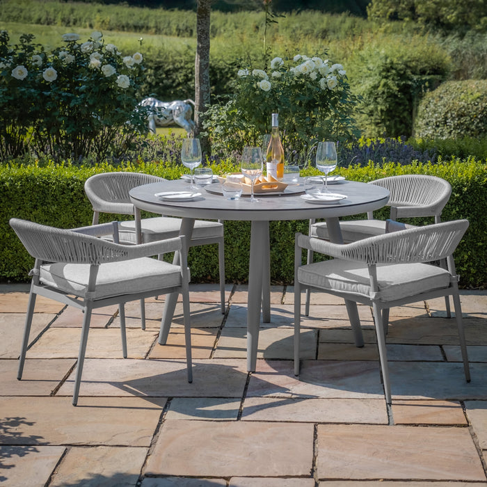 Florence Rope Weave 4 Seat Round Dining Set with Lazy Susan