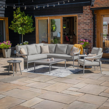 Florence Rope Weave Small Corner Sofa Set with Rectangular Coffee Table & Armchair