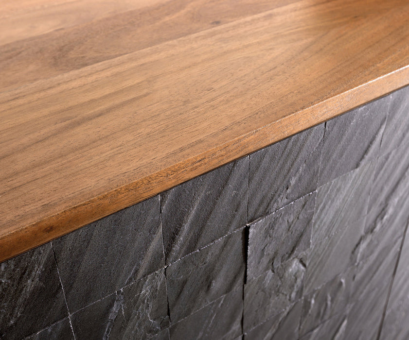 TV Stand Teele 200cm Acacia Wood Natural And Slate 4 Doors