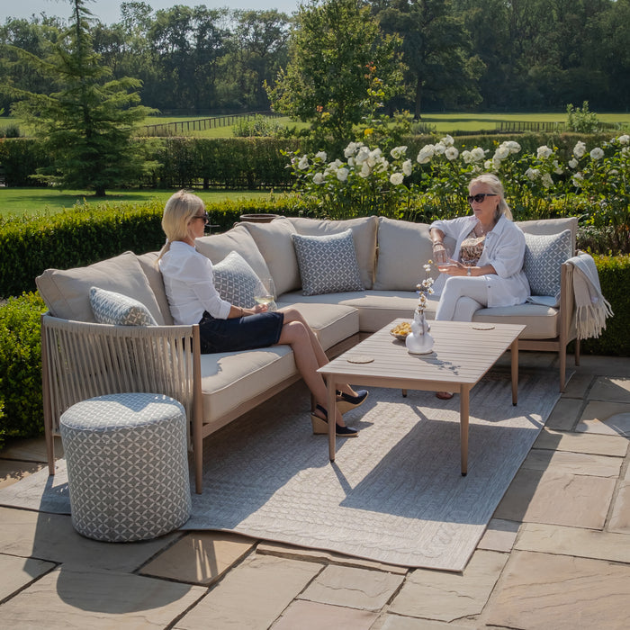 Havana Rope Weave Large Corner Sofa Set with Rectangular Coffee Table