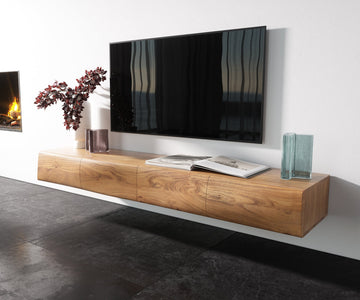 Floating TV Stand New Live-Edge 175cm 4 Doors Acacia Wood Natural