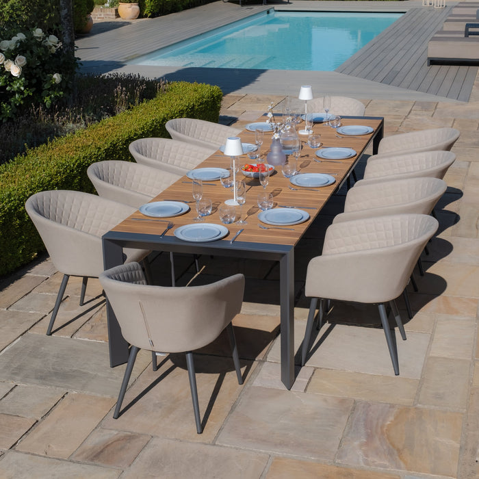 Jakarta Teak Extending 6 - 10 Seat Rectangular Dining Table with 10 Ambition Oatmeal Dining Chairs