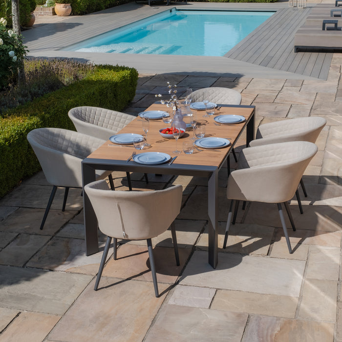 Jakarta Teak Extending 6 - 10 Seat Rectangular Dining Table with 10 Ambition Oatmeal Dining Chairs