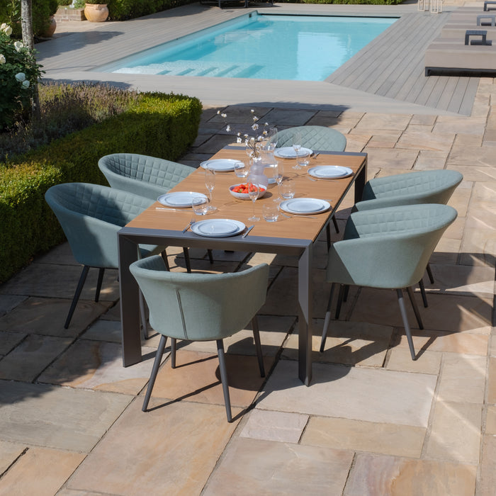 Jakarta Teak Extending 6 - 10 Seat Rectangular Dining Table with 10 Ambition Sage Green Dining Chairs