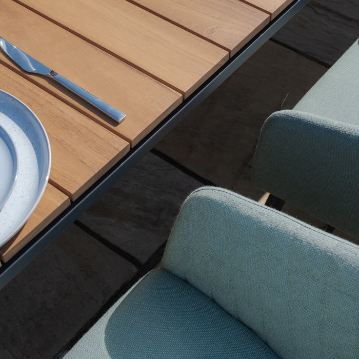 Jakarta Teak Extending 6 - 10 Seat Rectangular Dining Table with 10 Ambition Sage Green Dining Chairs