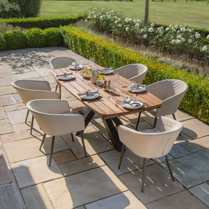 Jakarta Teak Oval Dining Table with 6 Ambition Oatmeal Dining Chairs