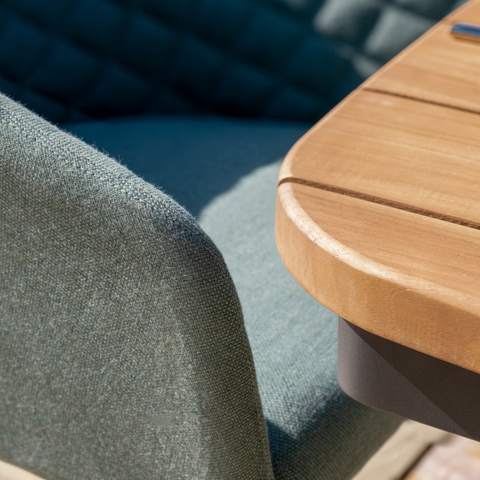 Jakarta Teak Oval Dining Table with 6 Ambition Sage Green Dining Chairs