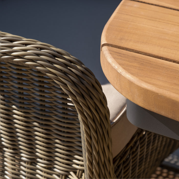 Jakarta Teak Oval Dining Table with 6 Rattan Winchester Heritage Rattan Dining Chairs