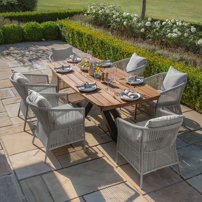 Jakarta Teak Oval Dining Table with 6 Maldives Rope Weave Dining Chairs