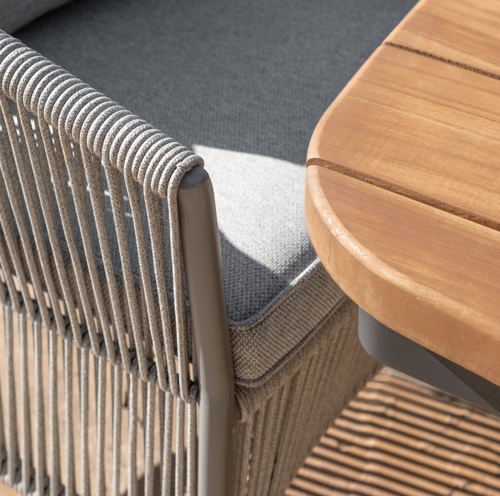Jakarta Teak Oval Dining Table with 6 Maldives Rope Weave Dining Chairs