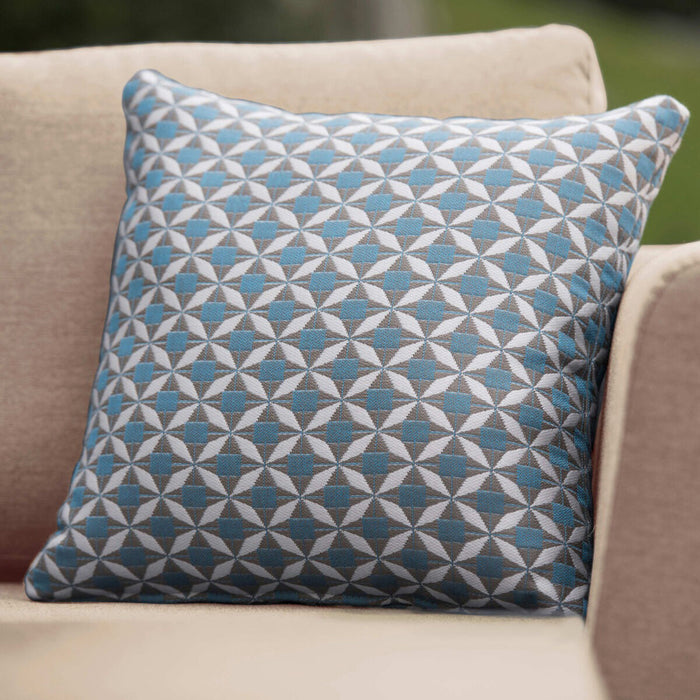 Pair of Outdoor Sunbrella Fabric Scatter Cushion 43x43cm - Mosaic Blue