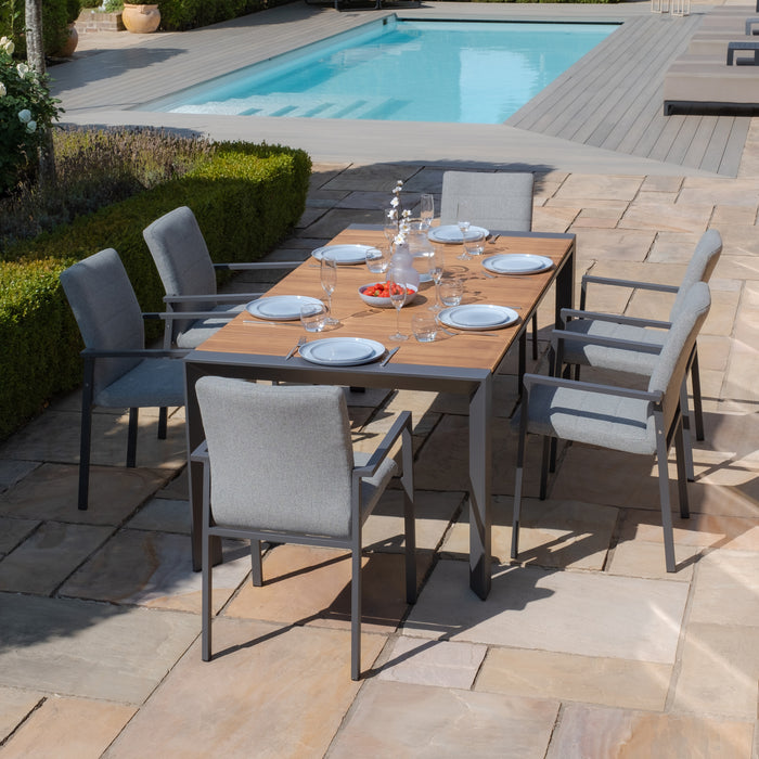 Jakarta Teak Extending 6 - 10 Seat Rectangular Dining Table with 10 Ibiza Zinc Grey Dining Chairs