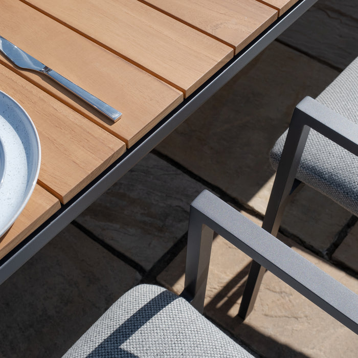 Jakarta Teak Extending 6 - 10 Seat Rectangular Dining Table with 10 Ibiza Zinc Grey Dining Chairs