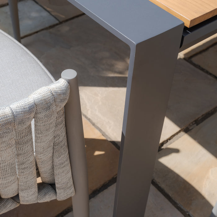 Jakarta Teak Extending 6 - 10 Seat Rectangular Dining Table with 10 Milan Cool Linen Rope Weave Dining Chairs