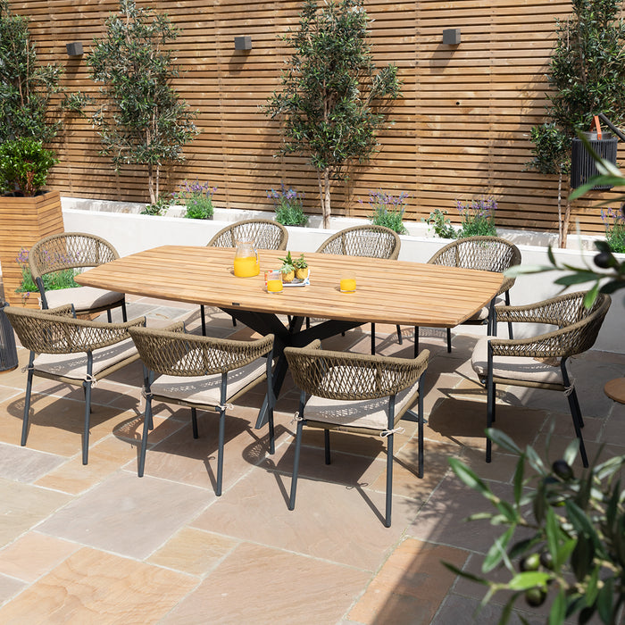 Bali Rope Weave 8 Seat Oval Dining Set