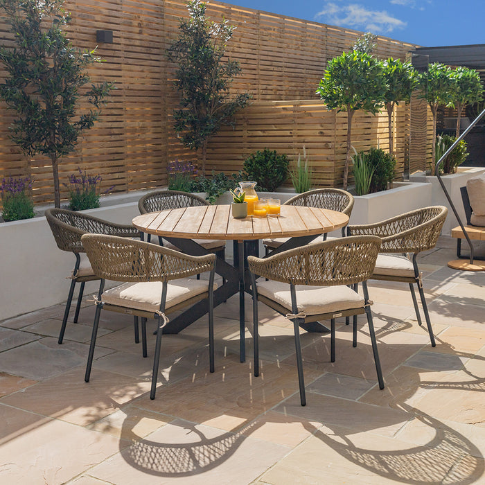 Bali Rope Weave 6 Seat Round Dining Set