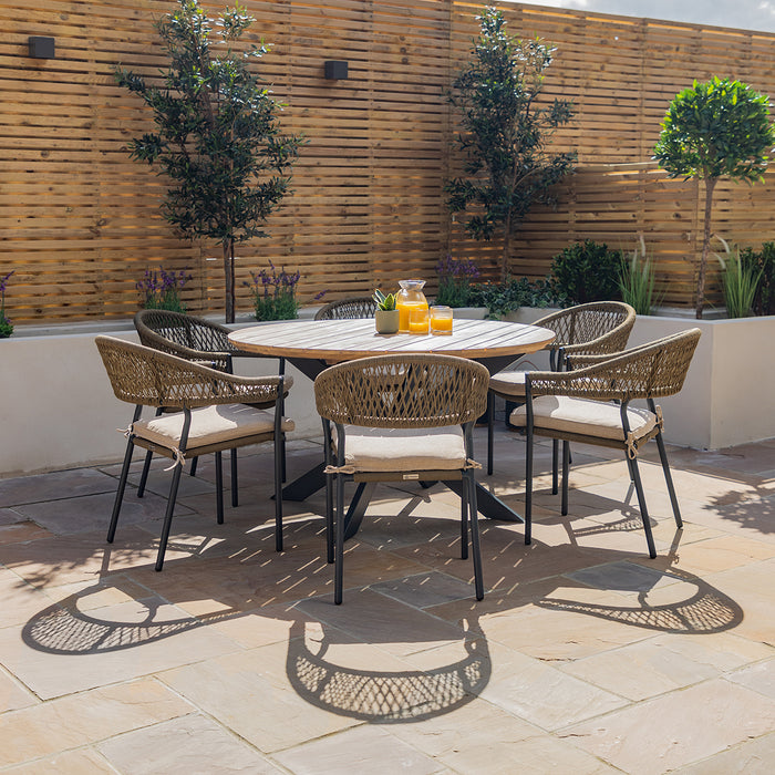 Bali Rope Weave 6 Seat Round Dining Set