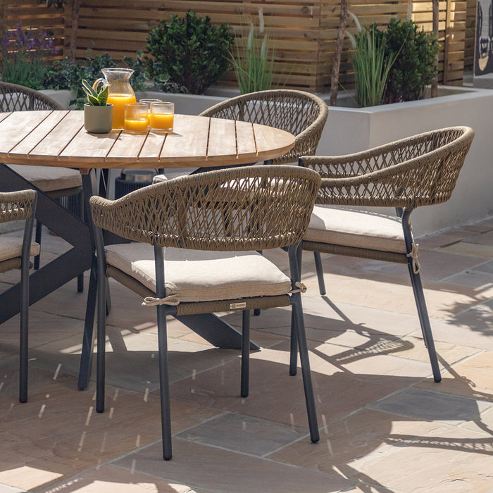 Bali Rope Weave 6 Seat Round Dining Set
