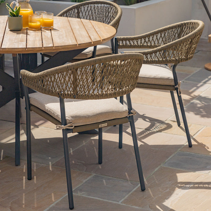 Bali Rope Weave 6 Seat Round Dining Set