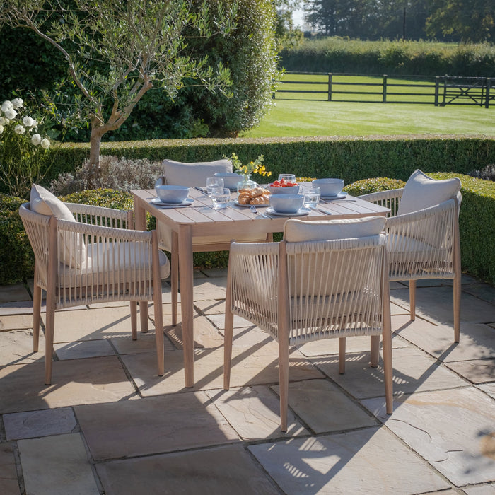 Havana Rope Weave 4 Seat Square Dining Set