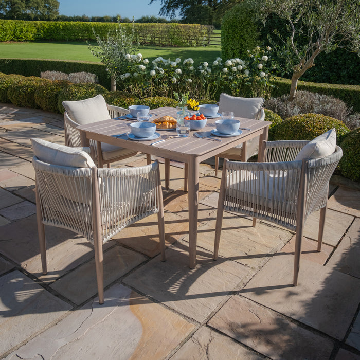 Havana Rope Weave 4 Seat Square Dining Set
