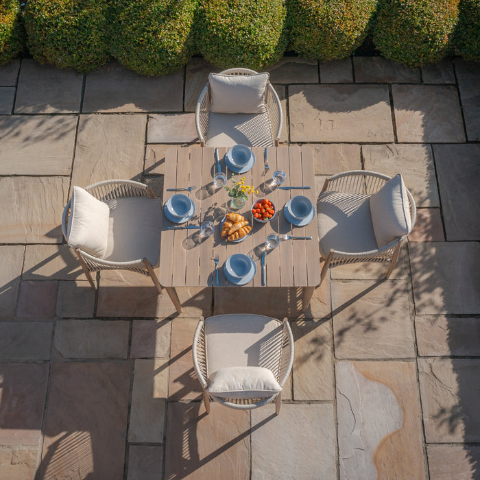 Havana Rope Weave 4 Seat Square Dining Set