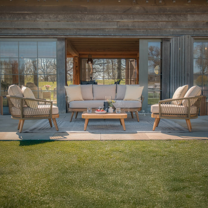 Bali Rope Weave 3 Seat Sofa Set with Large Square Coffee Table