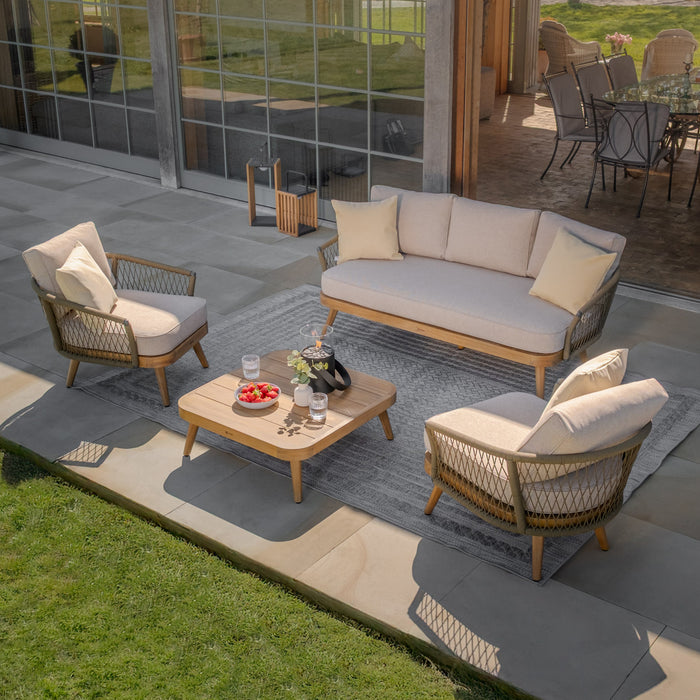 Bali Rope Weave 3 Seat Sofa Set with Large Square Coffee Table