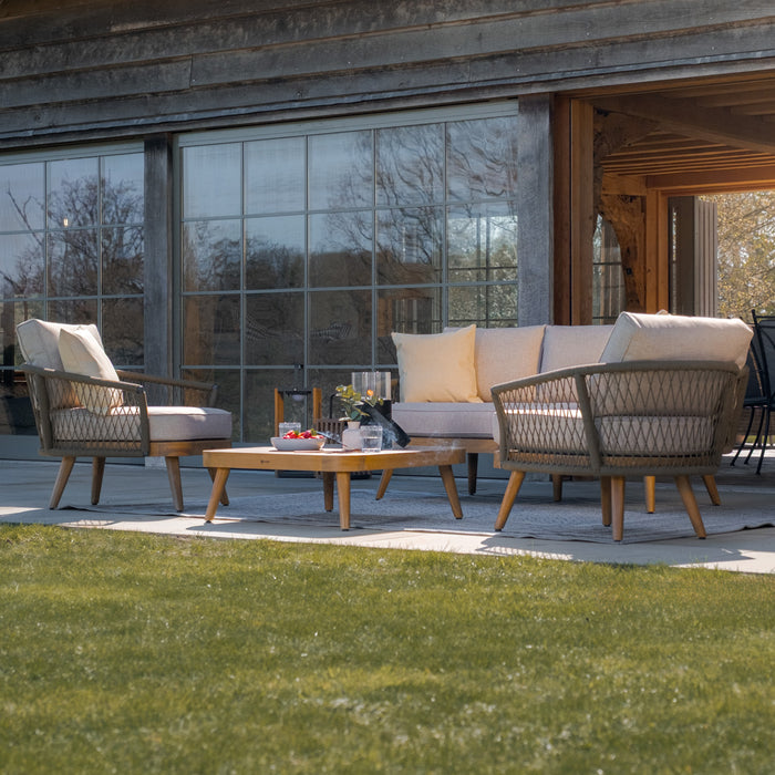 Bali Rope Weave 3 Seat Sofa Set with Large Square Coffee Table