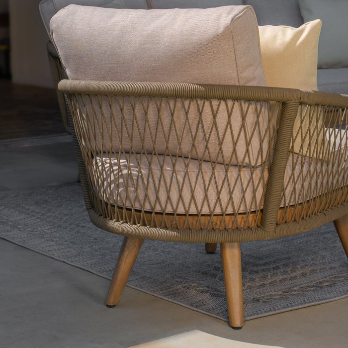 Bali Rope Weave 3 Seat Sofa Set with Large Square Coffee Table