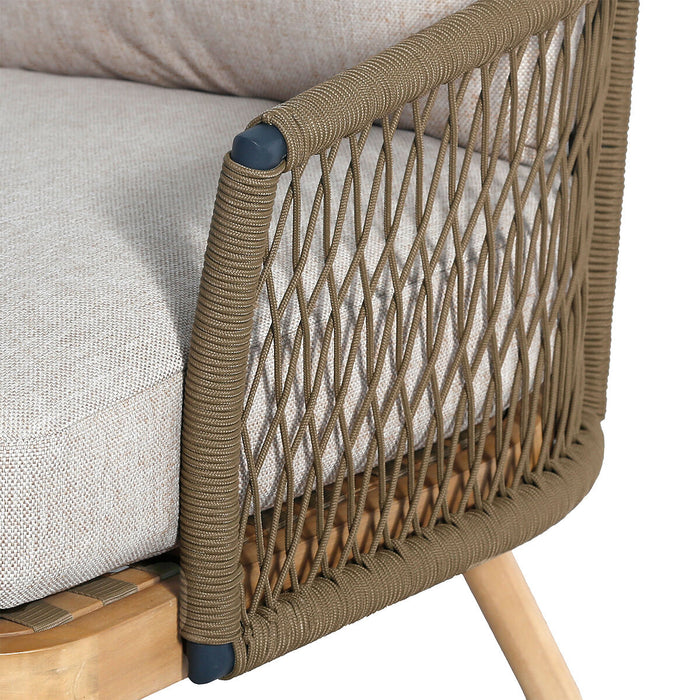 Bali Rope Weave Corner Sofa Set & Armchair with Large Square Coffee Table